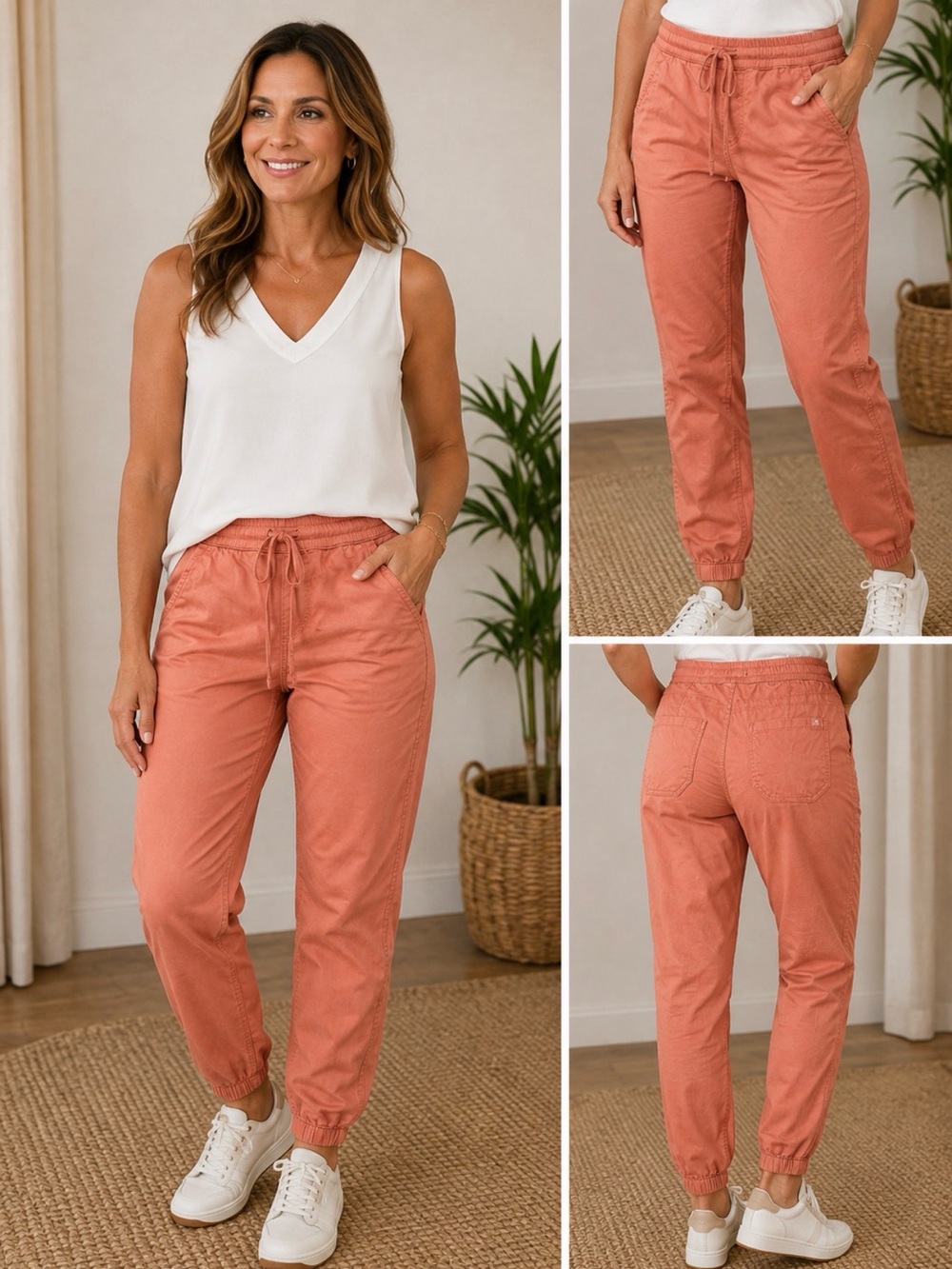 Women’s Coral Jogger Pants - Lightweight Drawstring Casual Pants